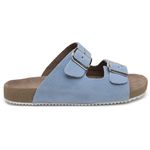 Sandália Papete Couro Unissex Tiras Fivela Anatômica Netuno Azul Oceano