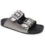 Sandália Papete Couro Unissex Tiras Fivela Anatômica Afrodite Inox