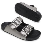 Sandália Papete Couro Unissex Tiras Fivela Anatômica Afrodite Inox