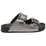 Sandália Papete Couro Unissex Tiras Fivela Anatômica Afrodite Inox