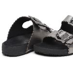 Sandália Papete Couro Unissex Tiras Fivela Anatômica Afrodite Inox