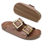 Sandália Papete Couro Unissex Tiras Fivela Anatômica Afrodite Mousse