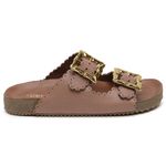 Sandália Papete Couro Unissex Tiras Fivela Anatômica Afrodite Mousse