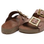 Sandália Papete Couro Unissex Tiras Fivela Anatômica Afrodite Mousse