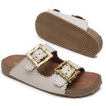 Sandália Papete Couro Unissex Tiras Fivela Anatômica Afrodite Off White