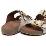 Sandália Papete Couro Unissex Tiras Fivela Anatômica Afrodite Off White