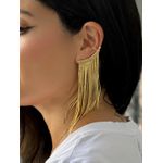 Brinco Ouro Earcuff Franjas FIKA + AMMI