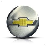 Kit 4 Calotinhas Miolo Centro Roda GM Cruze/Sonic/Tracker Prata Escovado com Emblema
