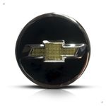 Kit 4 Calotinhas Miolo Centro Roda GM Cruze/Sonic/Tracker Preto com Emblema Dourado