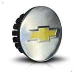 Kit 4 Calotinhas Miolo Centro Roda GM Cruze/Sonic/Tracker Prata Escovado com Emblema