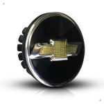 Kit 4 Calotinhas Miolo Centro Roda GM Cruze/Sonic/Tracker Preto com Emblema Dourado