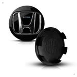 Kit 10 Jogos Centro de Roda Honda New Civic HR-V CR-V Accord – Preto com Logo Cromado – Encaixe Perfeito + Visual Original