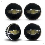 Kit 4 Calotinhas Miolo Centro Roda GM Cruze/Sonic/Tracker Preto com Emblema Dourado