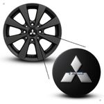 Kit 4 Calotinhas Mitsubishi Triton/TR4 – Preto com Detalhe Cromado para Rodas Originais