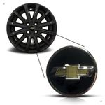 Kit 4 Calotinhas Miolo Centro Roda GM Cruze/Sonic/Tracker Preto com Emblema Dourado