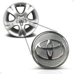 Kit 4 Calotinhas Centro de Roda Toyota Corolla Cromada Recartilhada – Encaixe Preciso + Visual Original