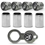 Kit Capa de Válvula Antifurto VW – Tampa de Bico Cromada com Emblema e Chave de Segurança