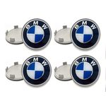 Kit 4 Calotinhas Miolo de Roda BMW com Emblema Azul – Encaixe Perfeito Para Rodas Originais