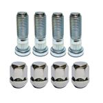 Kit 4 Prisioneiros + 4 Porcas Cromadas Honda Fit/Civic – Fixação Reforçada e Acabamento Premium