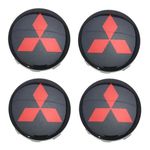 Kit 4 Calotinhas Centro de Roda Mitsubishi Triton – Estilo Preto com Vermelho + Encaixe Firme nas Rodas Originais