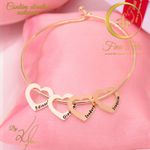 Pulseira Corações com Nomes Fina Pele Joias