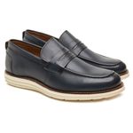 Sapato Social Masculino Loafer Five Days Em Couro Legitimo Azul Marinho