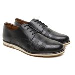 Kit Sapato Casual Oxford Five Days+Cinto Em Couro Legítimo Preto Preto