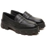 Oxford Mocassim Feminino Em Couro Five Days Solado Tratorado Preto