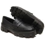 Oxford Mocassim Feminino Em Couro Five Days Solado Tratorado Preto