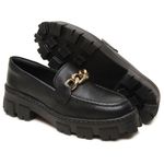 Sapato Mocassim Femino Oxford Em Couro Legitimo Five Days Preto