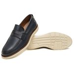 Sapato Social Masculino Loafer Five Days Em Couro Legitimo Azul Marinho