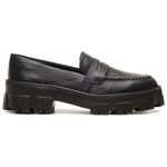 Oxford Mocassim Feminino Em Couro Five Days Solado Tratorado Preto