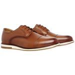 Sapato Social Oxford Five Days Masculino Em Couro Legítimo Caramelo
