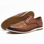 Sapato Casual Oxford Five Days Masculino Em Couro Legítimo Caramelo