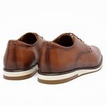 Sapato Casual Oxford Five Days Masculino Em Couro Legítimo Caramelo