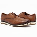 Sapato Casual Oxford Five Days Masculino Em Couro Legítimo Caramelo