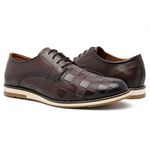 Sapato Casual Oxford Five Days Masculino Em Couro Legítimo Café