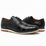 Sapato Casual Oxford Five Days Masculino Em Couro Legítimo Preto