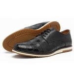 Sapato Casual Oxford Five Days Masculino Em Couro Legítimo Preto