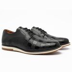 Sapato Casual Oxford Five Days Masculino Em Couro Legítimo Preto