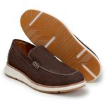 Sapato Casual Masculino Loafer Five Days Couro Nobuck Café