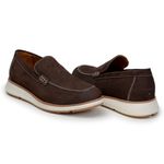 Sapato Casual Masculino Loafer Five Days Couro Nobuck Café