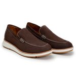 Sapato Casual Masculino Loafer Five Days Couro Nobuck Café