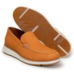 Sapato Casual Masculino Loafer Five Days Couro Nobuck Caramelo