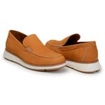 Sapato Casual Masculino Loafer Five Days Couro Nobuck Caramelo