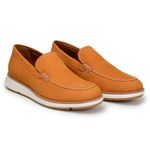 Sapato Casual Masculino Loafer Five Days Couro Nobuck Caramelo