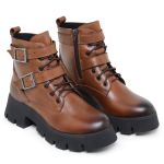 Bota Coturno Cano Médio Casual Fivela Five Days Tabaco