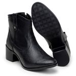 Bota Feminina Cano Curto Country Five Days Couro Legítimo Preto