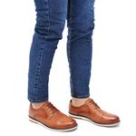 Sapato Social Oxford Five Days Masculino Em Couro Legítimo Caramelo