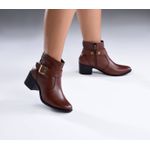 Bota Cano Curto Feminina 3 em 1 Five Days Couro Legítimo Pinhão